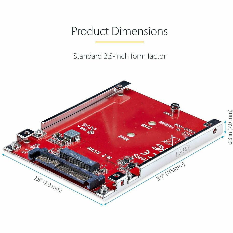 StarTech.com M.2 to U.3 Adapter, For M.2 NVMe SSDs, PCIe M.2 Drive to 2.5inch U.3 (SFF-TA-1001) Host Adapter/Converter, TAA Compliant StarTech.com M.2 to U.3 Adapter, For M.2 NVMe SSDs, PCIe M.2 Drive to 2.5inch U.3 (SFF-TA-1001) Host Adapter/Converter, TAA Compliant